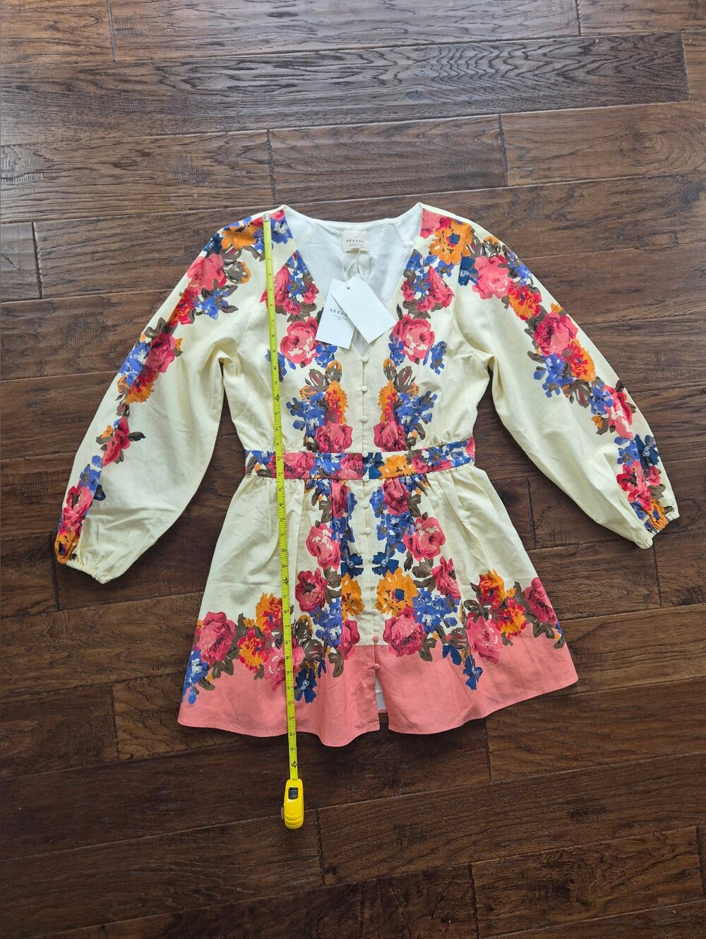 *NWT* [Sezane] Amore Dress In Maxi Roses, Size US 40/8, Part Linen - Picture 3 of 12